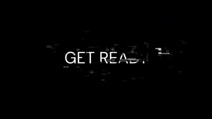 Aufkleber - Get ready text with screen effects of technological failures. Spectacular screen glitch with various kinds of interference. Looped