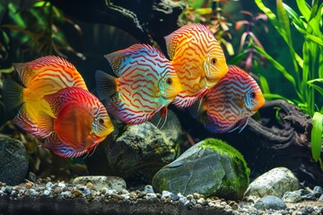 Sticker - Discus fish adventure. Aquatic expedition