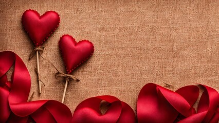 Sticker - red heart on a wooden background