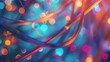 Dynamic abstract fibers with colorful bokeh - Abstract fibers overlap and intertwine against a backdrop of colorful bokeh, creating a sense of captivating movement