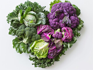 Organic vegetables Heart made of fresh vegetables on white background. isolated