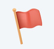 Flag 3D icon vector. Red flag modern icon. Warning,Declaration of martial law, or antitrust challenge. Waving in Wind