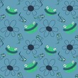 Cartoon doodle animals seamless frogs and flower pattern for fabrics and wrapping paper and summer party accessories