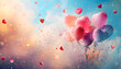 Beautiful abstract wallpaper with hearts, balloons, and confetti, perfect for Valentine's Day, Mother's Day, or any celebration.