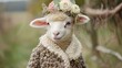 Adorable lamb dressed in cute attire