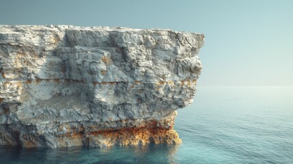 Poster - Capturing the essence of a rocky cliff against the serene sky through a minimalist lens.