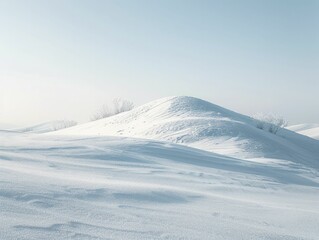 Sticker - A serene snow-dusted slope gracefully contrasts the azure sky with its minimalist, elegant curve.