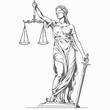 © Alexey - Lady justice in cartoon, doodle style. Image for t-shirt, web, mobile apps and ui. Isolated 2d vector illustration in logo, icon, sketch style, Eps 10. AI Generative