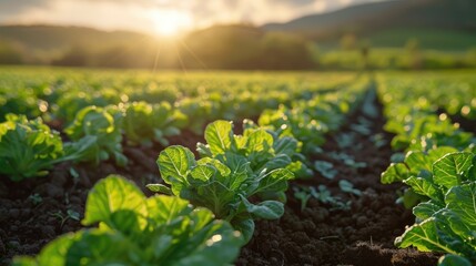 Canvas Print - Organic farming of green cabbage without toxins