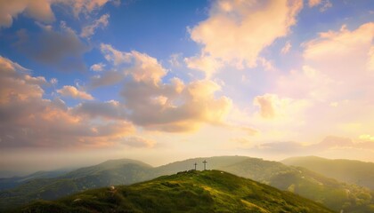 The Christianity themed on a background with dramatic beautiful vibrant light