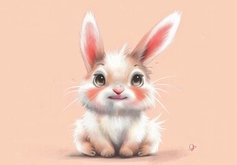 Cute bunnies: adorable bunny art featuring chubby cheeks, expressive eyes. Easter-themed content