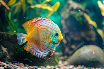 Discus fish delight. Delightful encounters in aquatic realm