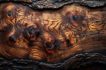 Poster - High-resolution image capturing the dark, moody textures and intricate patterns of wooden surfaces for impactful visual designs