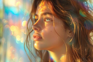 Poster - This striking image captures a cascade of vivid bokeh lights creating a glowing abstract backdrop
