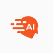 quick fast dash artificial intelligence ai human head think logo vector icon illustration