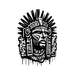 Wall Mural - aztec warrior silhouette, people in graffiti tag, hip hop, street art typography illustration.