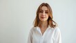 © Pro Hi-Res - a young girl in a white blouse on a white background.