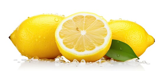 Canvas Print - Two lemons with a slice cut in half