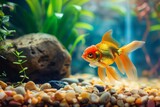 Fototapeta Abstrakcje - Goldfish enchantment. Enchanted by aquatic wonders