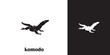 Comodo Dragon Silhouette on White Background.animal logo
