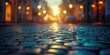 Rain-Drenched Street in the City. Generative AI