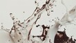 Surrender to the allure of liquid milk and chocolate as they cascade and collide in a captivating display against a pristine white transparent background