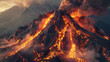 噴火で溶岩が流れ出す