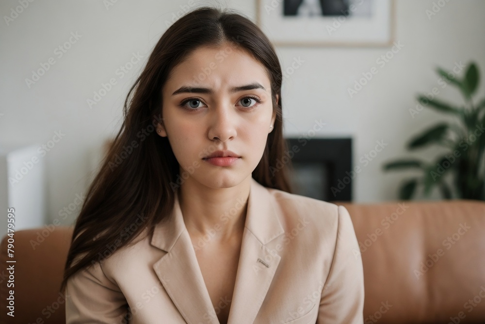 Stressed young woman who can't find a job or is fired from the job ...