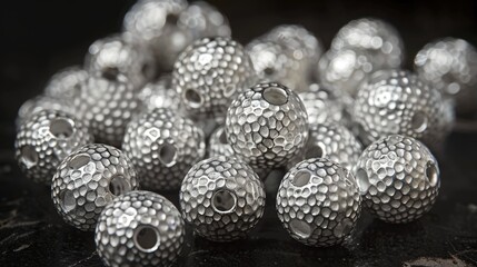 Canvas Print - Textured silver beads