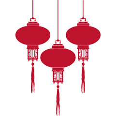 asian chinese traditional lantern red color only