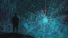 Glowing Spider Web Background