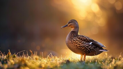 Wall Mural - Duck illuminated by the morning sun