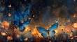 Enchanted Journey: Watercolor Fantasy of Oversized Butterflies and Tiny Fairies