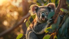 Koala Bear Sitting On Tree