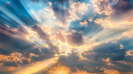 Poster - Sunbeam with clouds and sky