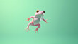 Cute cartoon animation style frog jumping in the air