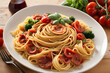 spaghetti with tomato sauce and basil, pasta with tomato sauce and basil, spaghetti with meatballs, pasta with tomato sauce, spaghetti with tomato sauce