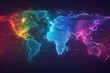 : A holographic map of the world, with continents glowing in different colors.
