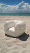 Elegant white lounge chair on pristine beachfront