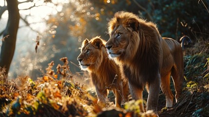 Wall Mural - Majestic Lions at Sunrise