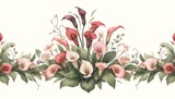 Watercolor illustration of a Calla Lily Floral Border