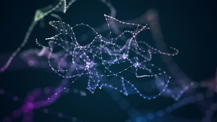 Fototapete - Motion graphic of Blue dot and line mesh connection with polygonal technology abstract background