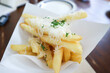 French fries or fried potato ,cheese fries or french fries with cheese topping