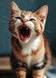A cute cat with an open mouth