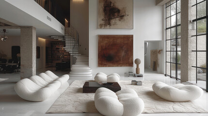 Poster - Modernist Home Interior with Modern Furniture extreme closeup. Generative AI
