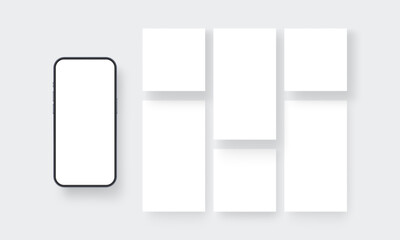 Fototapete - Smartphone Mockup With Blank Mobile Web Screens For Social Media Posts. Vector Illustration