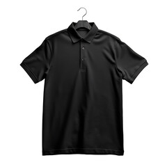 Man Black polo shirt on isolated transparent background