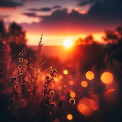 Wall Mural - sunset in the sky bokeh background 