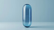 Blue soft gel capsule isolated on blue background 