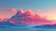 Stunning digital illustration of a serene mountain range at sunset with vibrant colors